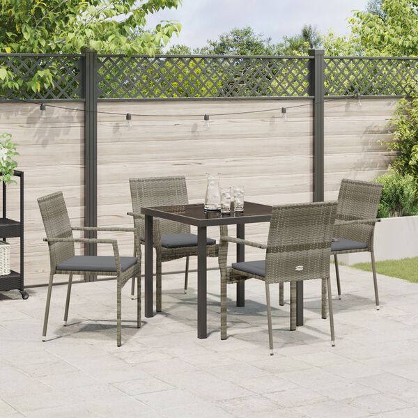 vidaXL Ensemble de salle &agrave; manger pour jardin 5 pcs Gris polyrotin