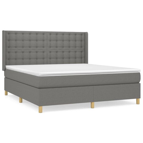 vidaXL Sommier &agrave; lattes de lit avec matelas Gris fonc&eacute; 180x200cm Tissu