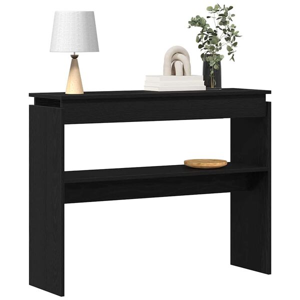 vidaXL Table console Ch&ecirc;ne noir 80 x 30 x 102 cm Bois d'ing&eacute;nierie