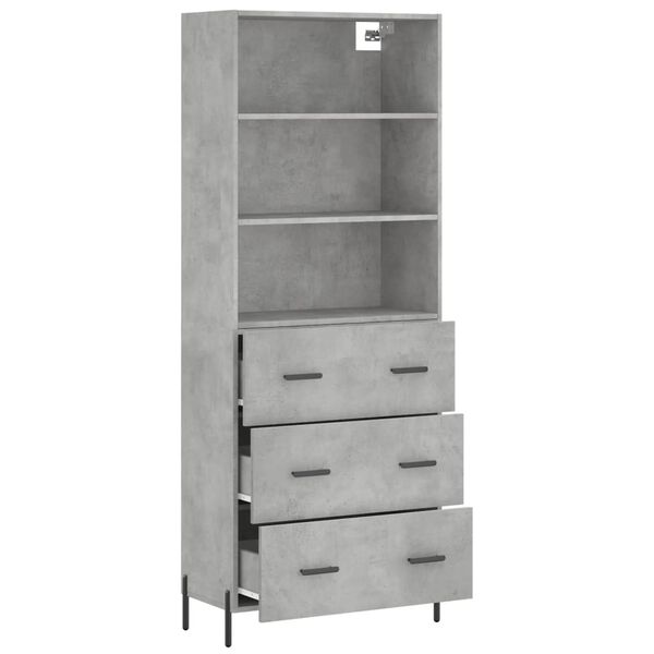 vidaXL Buffet haut Gris béton 69,5x34x180 cm Bois d'ingénierie