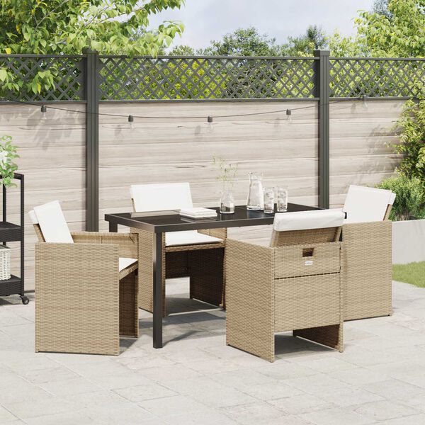 vidaXL Ensemble de salle &agrave; manger pour jardin 5 pcs Beige polyrotin