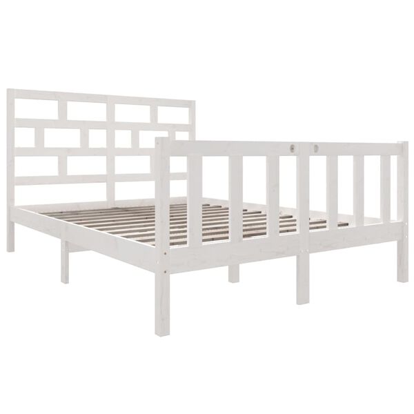 vidaXL Cadre de lit sans matelas blanc bois de pin massif
