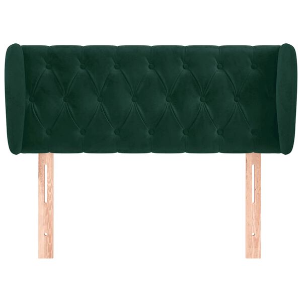 vidaXL T&ecirc;te de lit avec oreilles Vert fonc&eacute; 103x23x78/88 cm Velours