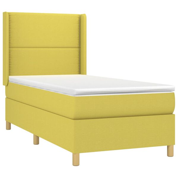 vidaXL Sommier &agrave; lattes de lit matelas et LED Vert 80x200cm Tissu