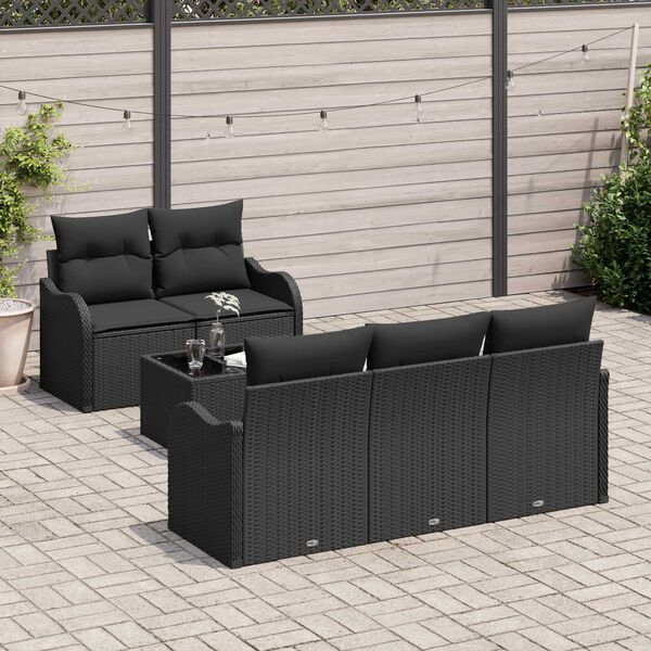 vidaXL Ensemble de canap&eacute; de jardin avec coussin 6 pcs Noir