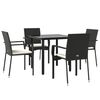 vidaXL Ensemble &agrave; manger de jardin coussins 5pcs Noir R&eacute;sine tress&eacute;e