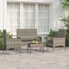 vidaXL Salon de jardin 4 pcs avec coussins Gris R&eacute;sine tress&eacute;e