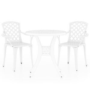 vidaXL Ensemble de bistro 3 pcs Aluminium coul&eacute; Blanc