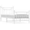 vidaXL Cadre de lit m&eacute;tal sans matelas avec pied de lit blanc 90x190cm