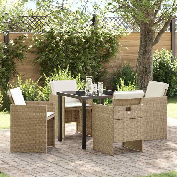 vidaXL Ensemble de salle &agrave; manger pour jardin 5 pcs Beige polyrotin