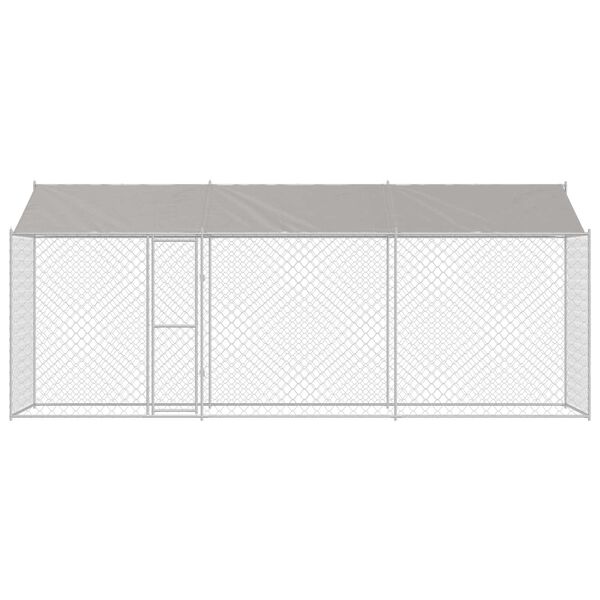 vidaXL Cage pour chien avec toit Argent&eacute; 600 x 200 x 256 cm
