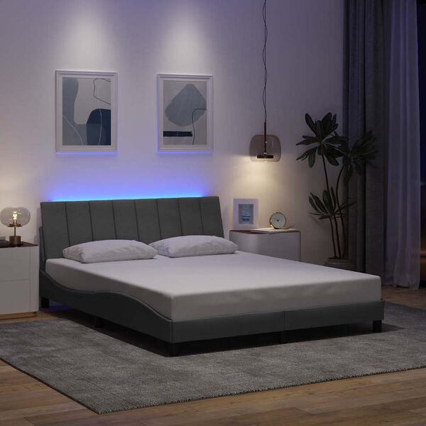 vidaXL Cadre de lit sans matelas Hanko gris clair 160x200 cm tissu