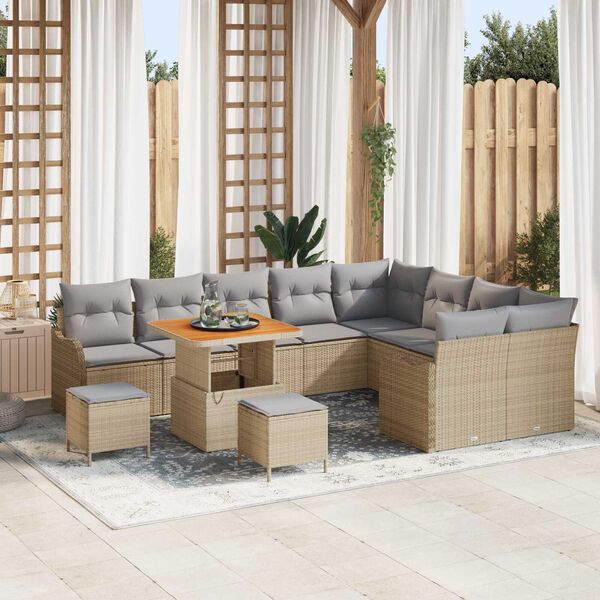 vidaXL Ensemble de canapé de jardin 12 pcs Beige et Gris clair