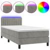 vidaXL Sommier &agrave; lattes de lit et matelas et LED Gris clair 90x200cm