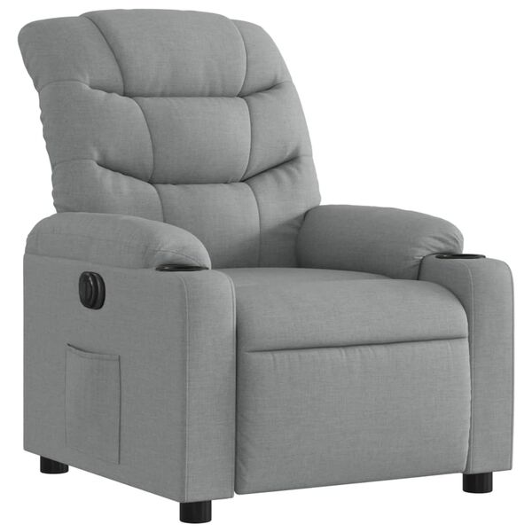 vidaXL Fauteuil inclinable &eacute;lectrique Gris clair Tissu