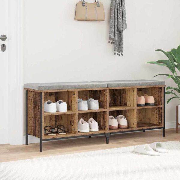 vidaXL Cabinet &agrave; chaussures avec &eacute;tag&egrave;re Bois Ancien 131 x 35 x 50 cm