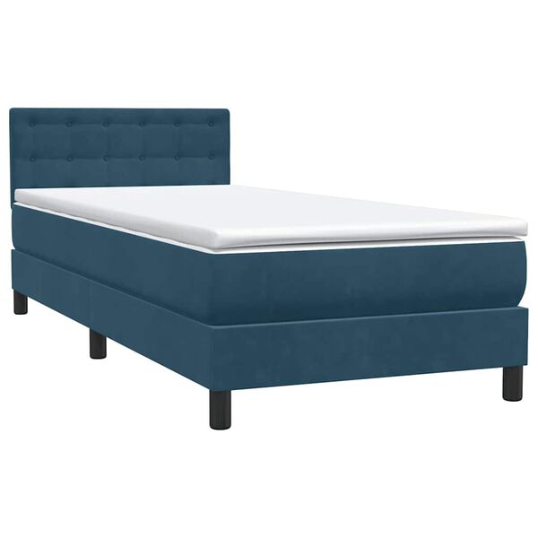 vidaXL Sommier &agrave; lattes de lit et matelas bleu fonc&eacute; 90x220 cm velours