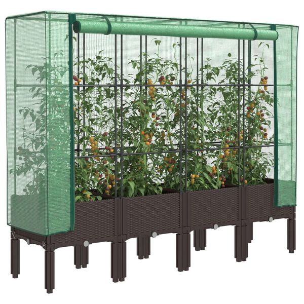 vidaXL Jardini&egrave;re sur&eacute;lev&eacute;e avec housse aspect rotin 160x40x140 cm