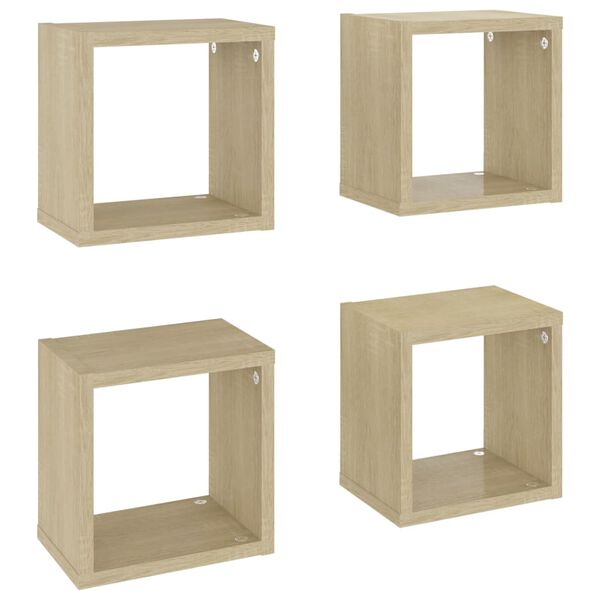 vidaXL Étagères cube murales 4 pcs Chêne sonoma 22x15x22 cm