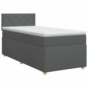 vidaXL Lit boxspring avec matelas Gris fonc&eacute; 90 x 190 cm Tissu