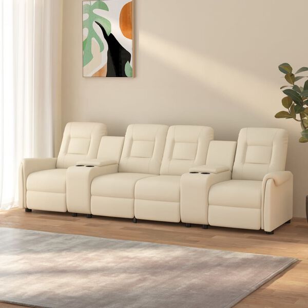vidaXL Fauteuil de massage inclinable et porte-gobelets 4 places crème