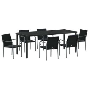 vidaXL Ensemble de salle &agrave; manger pour jardin 7 pcs Noir et gris
