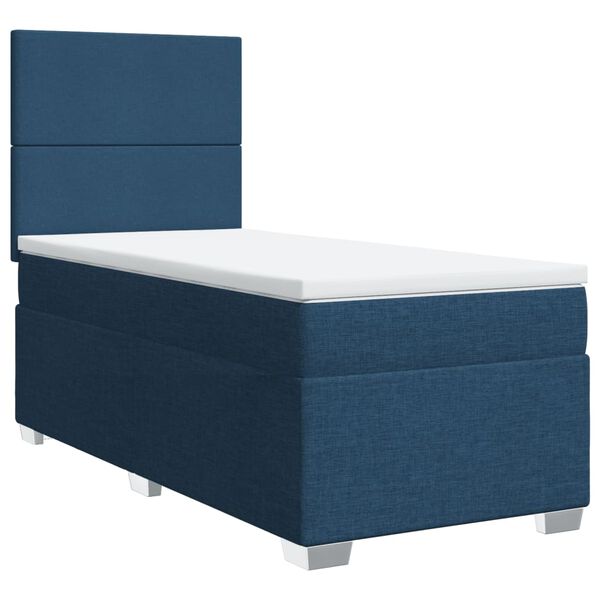 vidaXL Sommier &agrave; lattes de lit avec matelas Bleu 80x200 cm Tissu