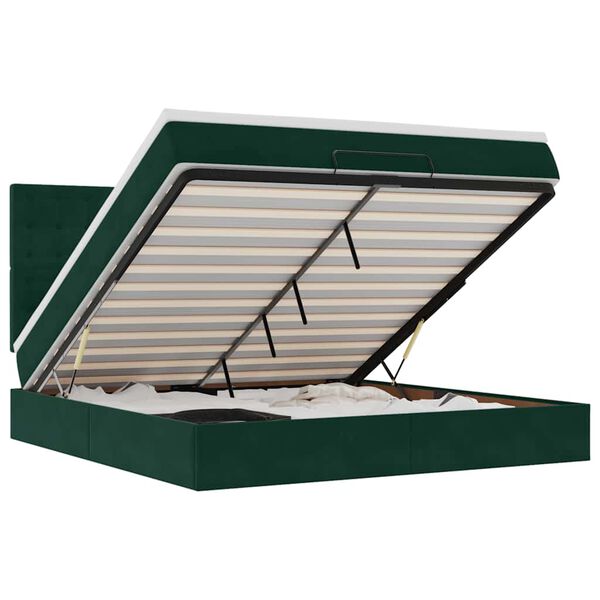 VidaXL Cadre de lit ottoman avec matelas vert fonc&eacute; 180x200cm velours