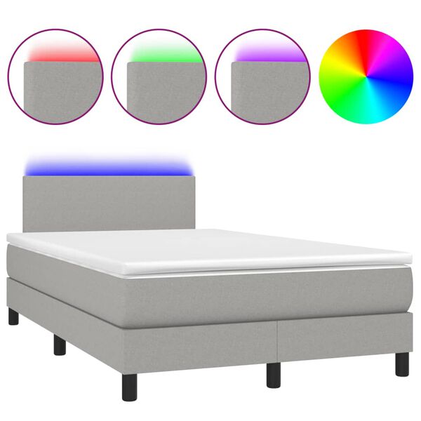 vidaXL Sommier &agrave; lattes de lit matelas LED gris clair 120x190 cm tissu