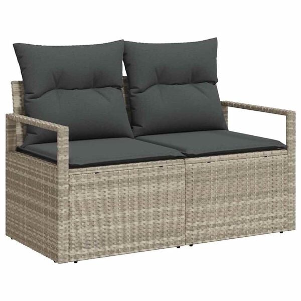 vidaXL Ensemble de canap&eacute; de jardin avec coussin 4 pcs Gris clair