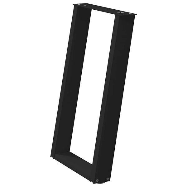 vidaXL Pieds de table &agrave; manger en U 2 pi&egrave;ces Noir 50 x (72-73) cm Acier