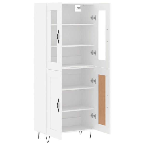 vidaXL Buffet haut Blanc 69,5x34x180 cm Bois d'ing&eacute;nierie