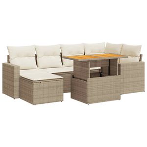 vidaXL Salon de jardin avec coussins 7 pcs beige r&eacute;sine tress&eacute;e