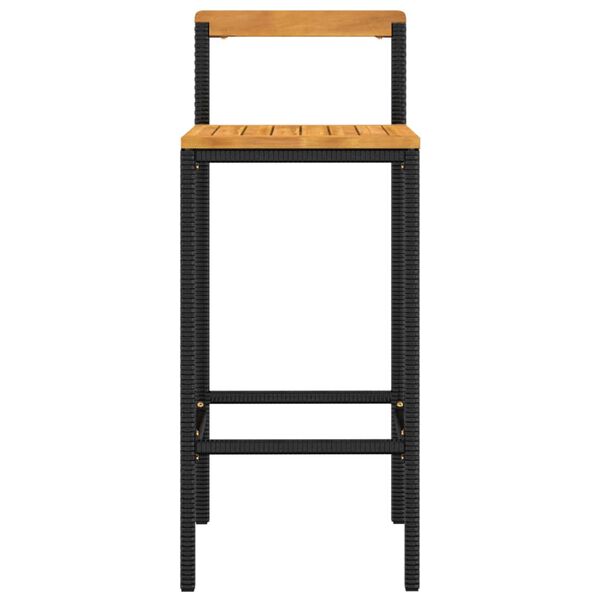 vidaXL Tabourets de bar lot de 2 noir r&eacute;sine tress&eacute;e et bois d'acacia