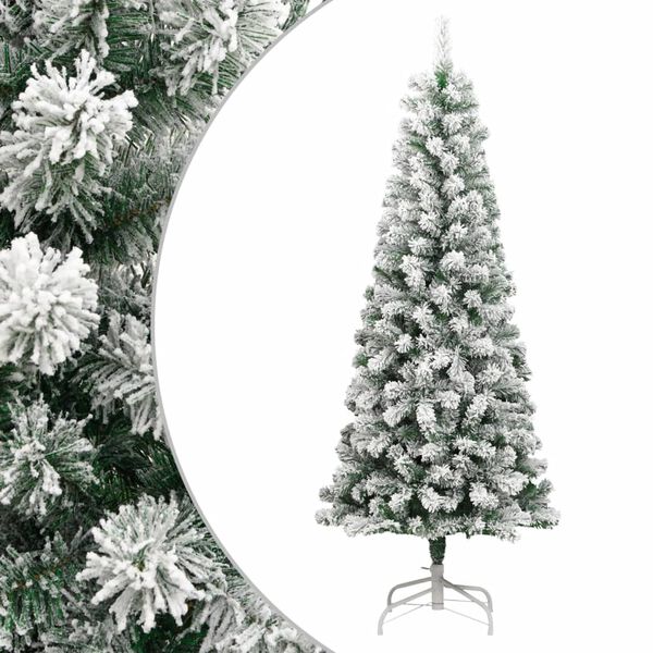 vidaXL Sapin de No&euml;l artificiel &agrave; charni&egrave;res avec neige floqu&eacute;e 180 cm
