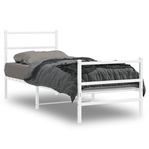 vidaXL Cadre de lit métal sans matelas avec pied de lit blanc 80x200cm