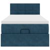 vidaXL Cadre de lit ottoman avec matelas bleu fonc&eacute; 90x200 cm velours