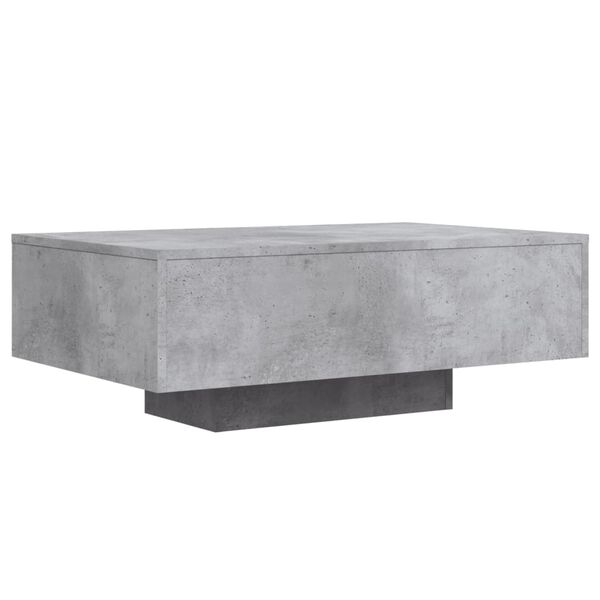 vidaXL Table basse avec lumières LED gris béton 85x55x31 cm