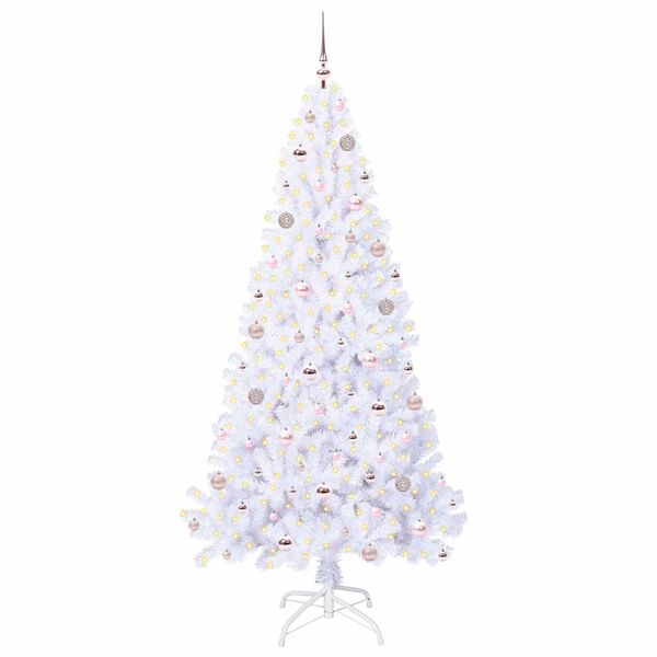 vidaXL Sapin de No&euml;l artificiel avec 300 LED Blanc 210 cm PVC et Acier