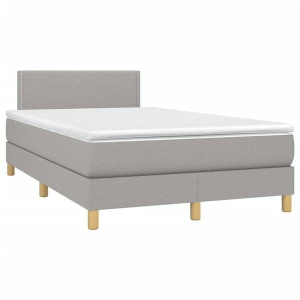 vidaXL Sommier &agrave; lattes de lit et matelas gris clair 120x190 cm tissu