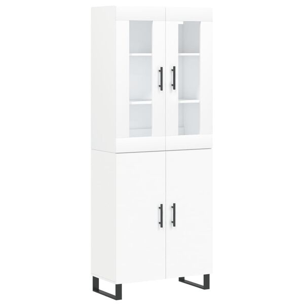 vidaXL Buffet haut Blanc 69,5x34x180 cm Bois d'ing&eacute;nierie
