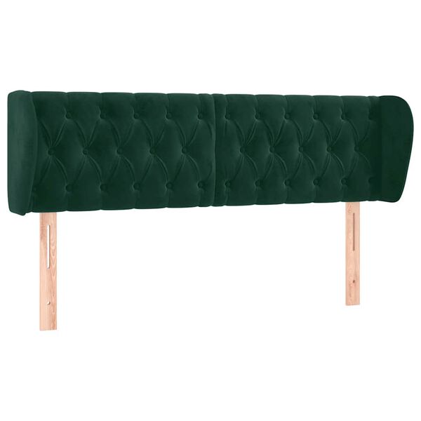 vidaXL T&ecirc;te de lit avec oreilles Vert fonc&eacute; 163x23x78/88 cm Velours