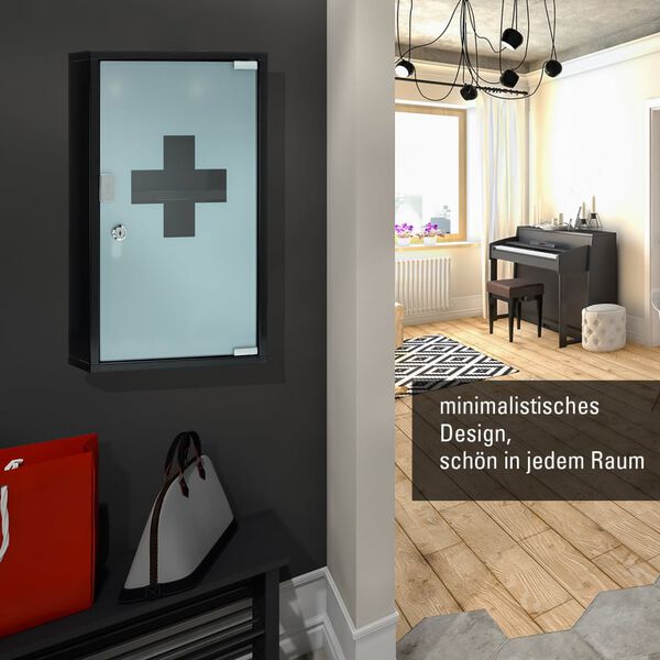 FIRST AID ONLY Armoire d'urgence 30x12x50 cm Noir