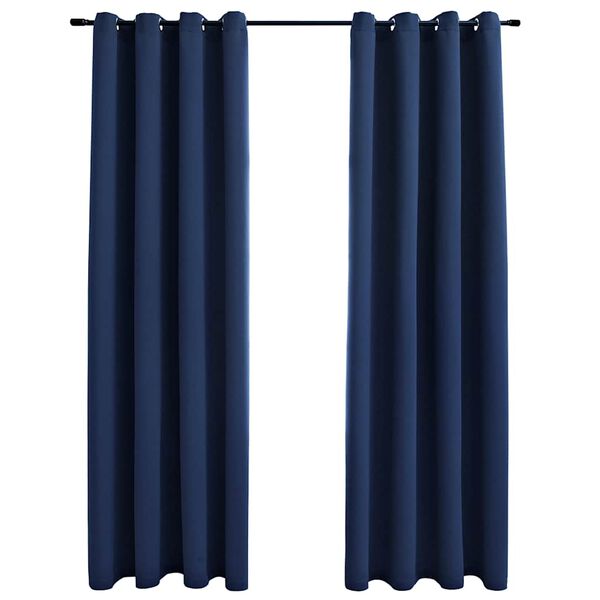 vidaXL Rideaux occultants avec anneaux en métal 2 pcs Bleu 140x175 cm