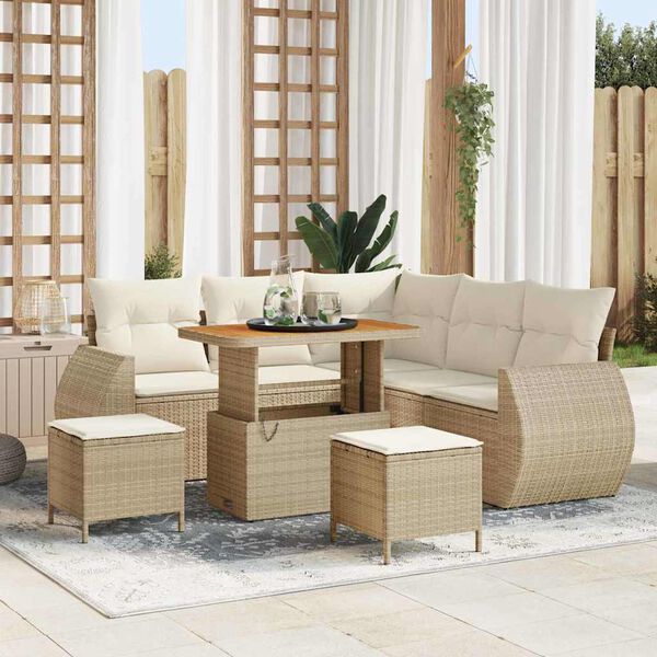 vidaXL Ensemble de canap&eacute; de jardin 8 pcs Beige et cr&egrave;me polyrotin