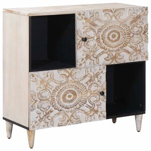 vidaXL Buffet avec porte Blanc 80 x 33,5 x 75 cm Bois de mangue massif