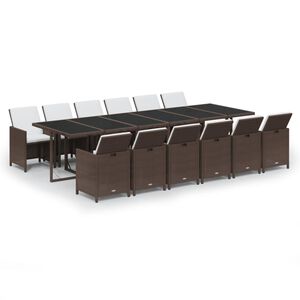 vidaXL Ensemble &agrave; manger de jardin avec coussins 13 pcs R&eacute;sine tress&eacute;e