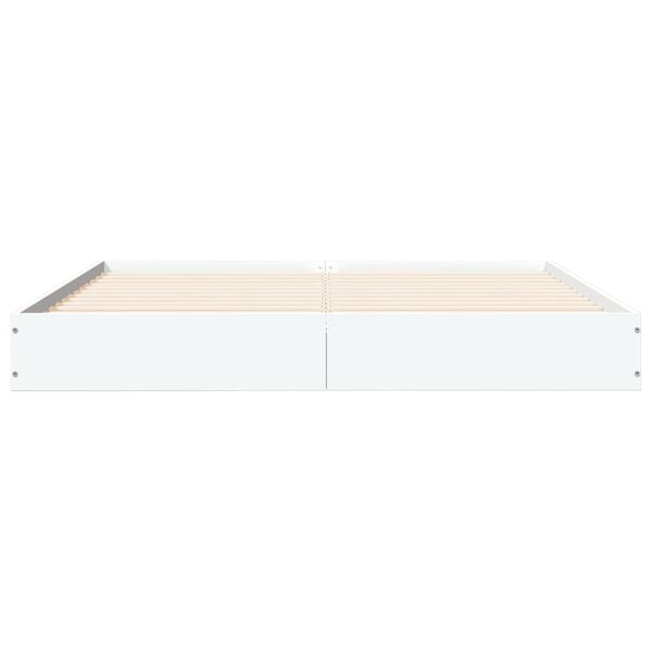 vidaXL Cadre de lit sans matelas blanc 135x190 cm bois d'ing&eacute;nierie