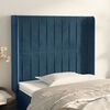 vidaXL T&ecirc;te de lit avec oreilles Bleu fonc&eacute; 93x16x118/128 cm Velours