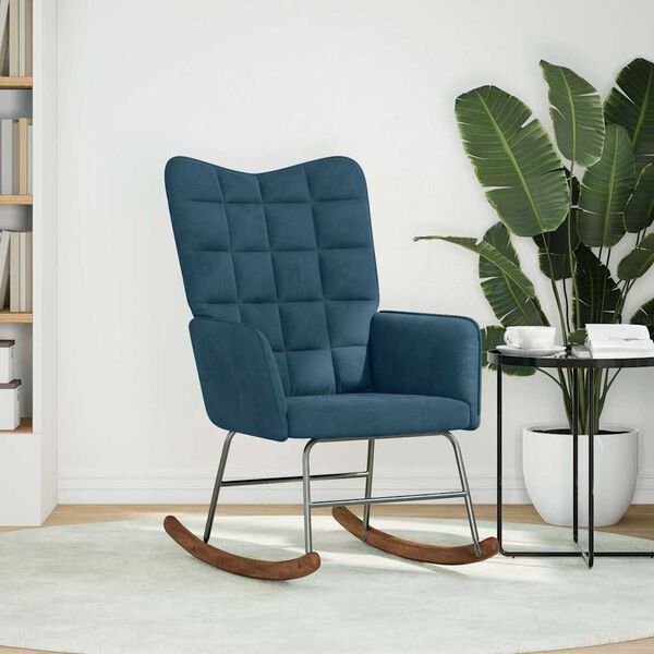 vidaXL Chaise &agrave; bascule Bleu Velours